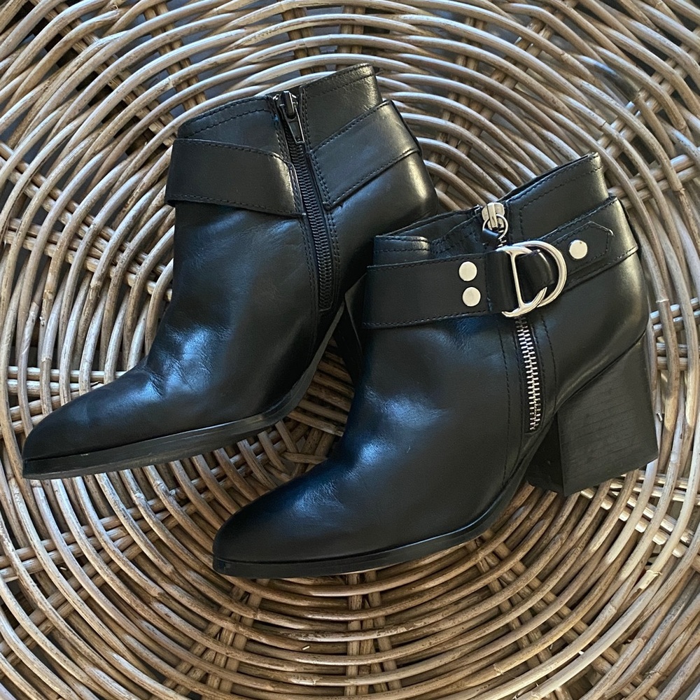 Marc Fisher Black Ankle Booties with Buckle Detail